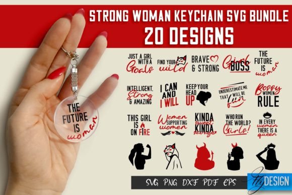 Strong Woman SVG Keychain Bundle SVG Graphics