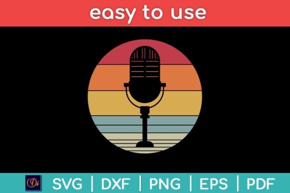 Vintage Retro Podcast Funny Microphone Graphics for Crafts and Publishing